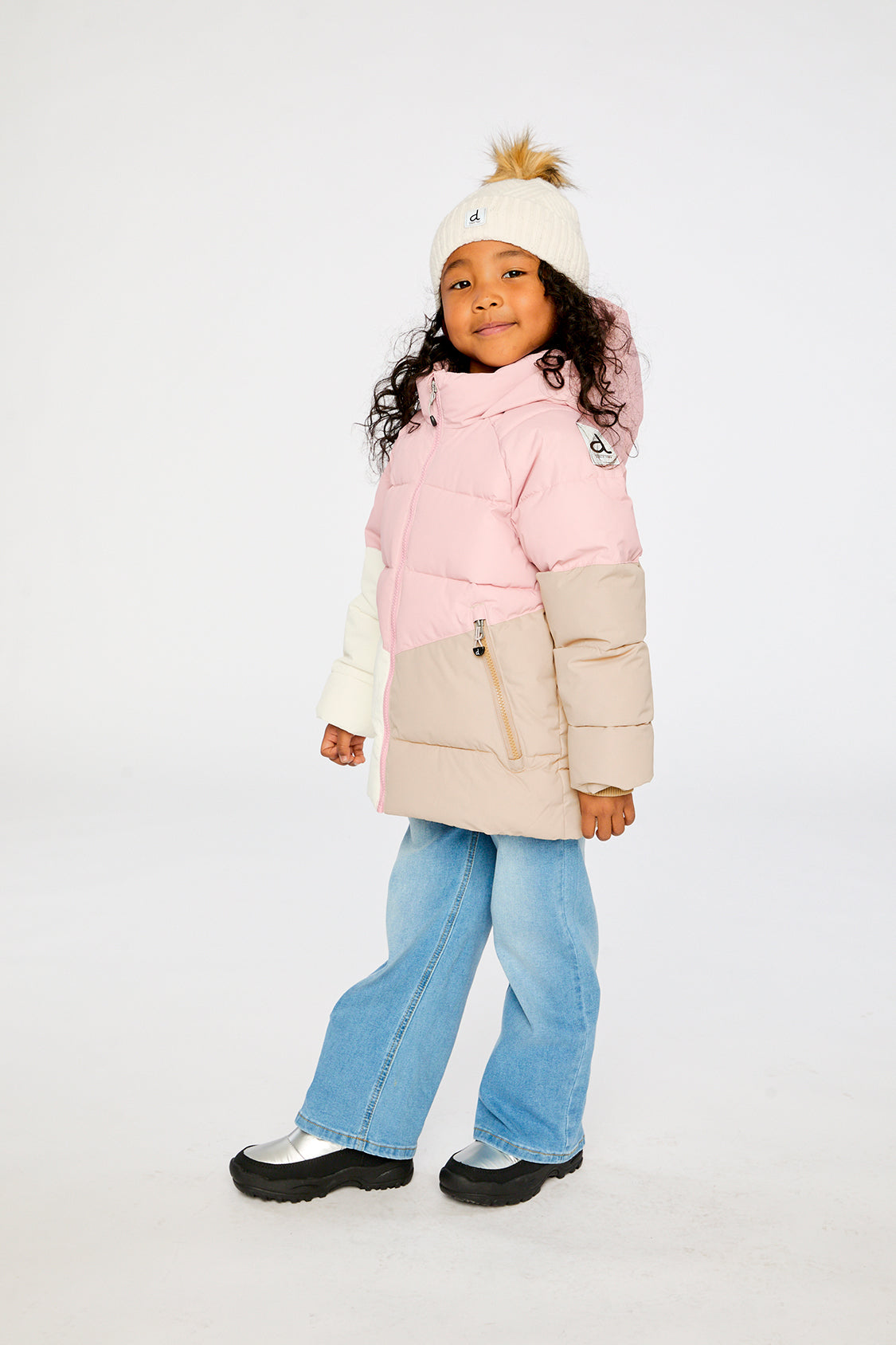 Deux par Deux Color-Block Winter Jacket Pale Dusty Pink