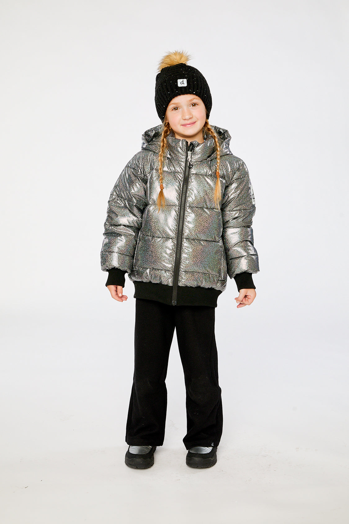 Deux par Deux Winter Puffy Jacket Black Glitter