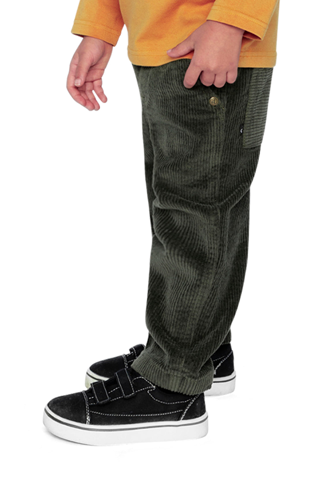 Stretch Corduroy Pants With Cargo Pocket Dark Grey-1