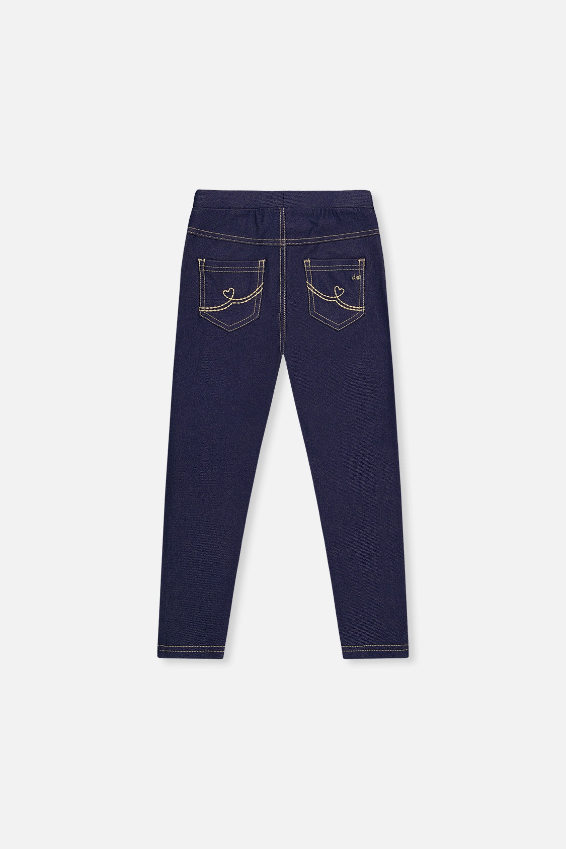 Back view of the Deux par Deux navy blue denim-look jeggings