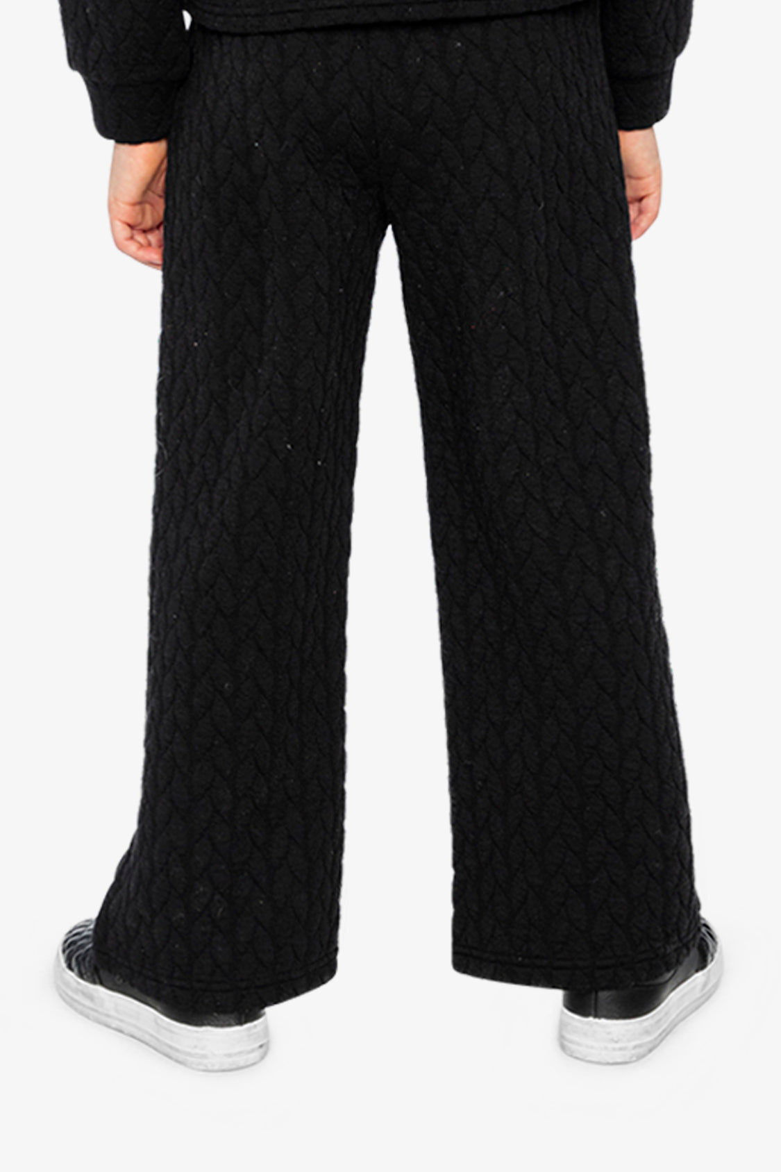 Wide Leg Jacquard Pants Black-3