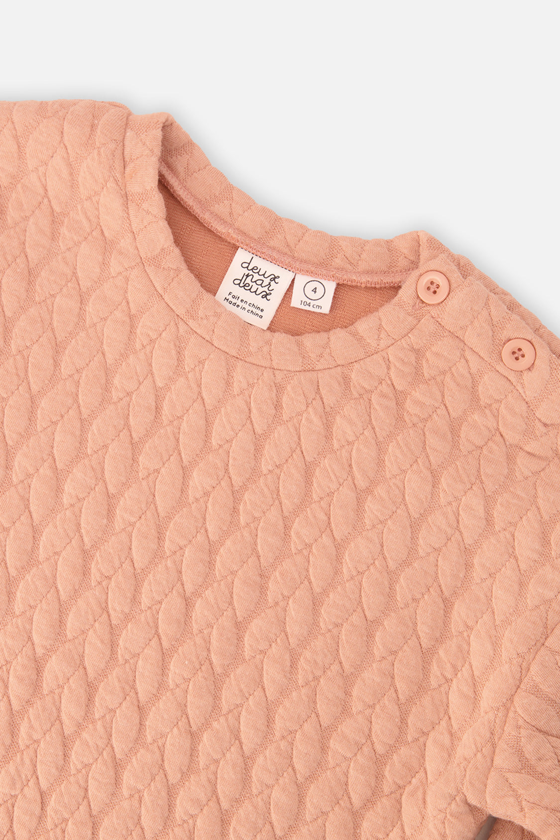 Additional view of the pink cropped jacquard sweatshirt by Deux par Deux