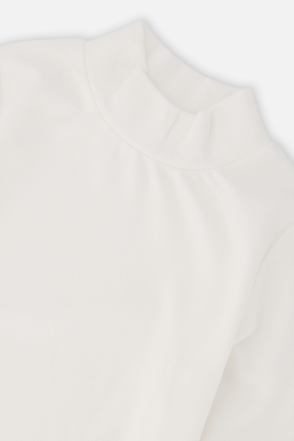 Deux par Deux Brushed Rib Mock Neck Top Off-White