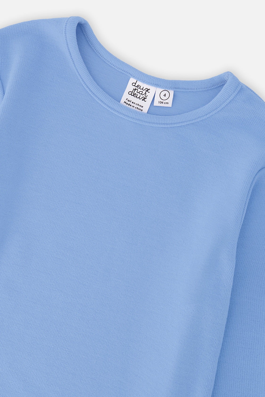 Deux par Deux Brushed Rib Crew Neck Top Pale Blue