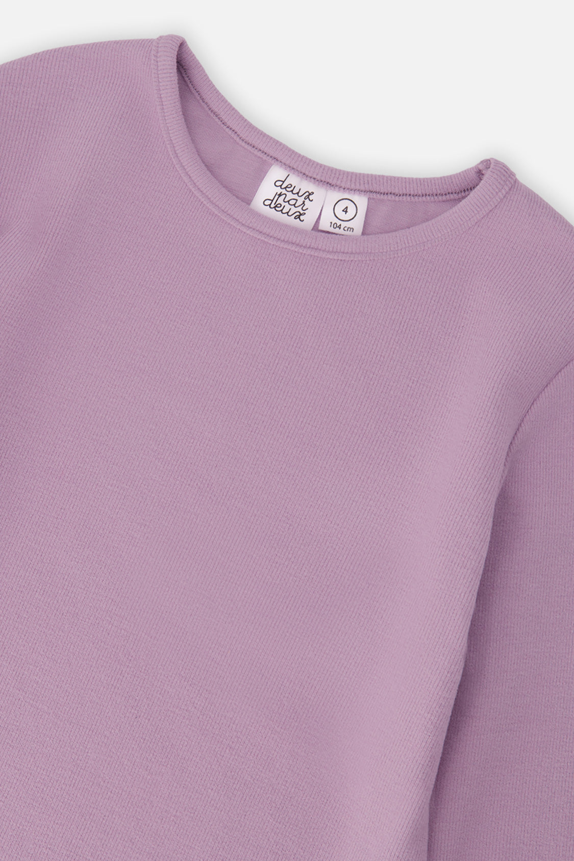 Deux par Deux Brushed Rib Crew Neck Top Violet