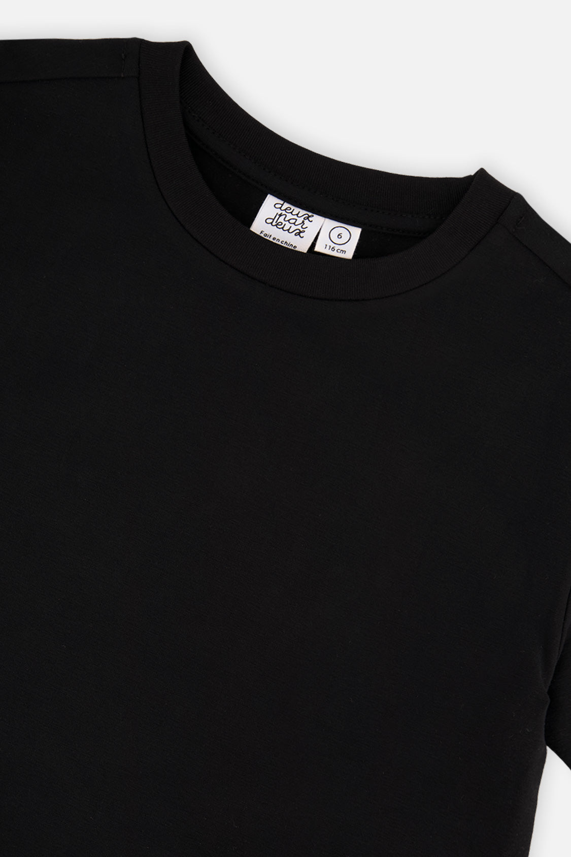 Deux par Deux girls' heavy jersey wide short sleeve t-shirt in black, view 6