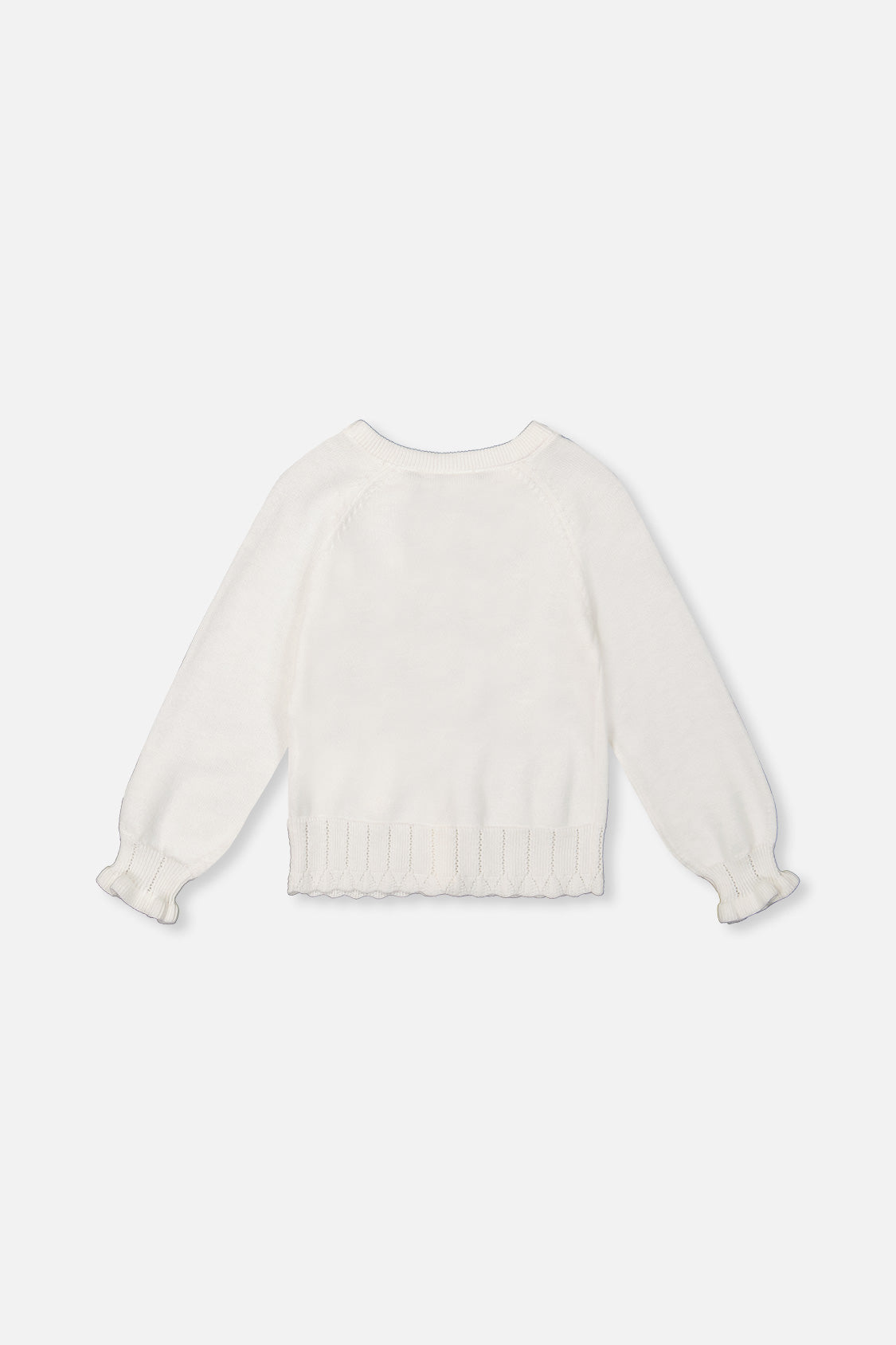 Deux par Deux off-white knit cardigan, back view