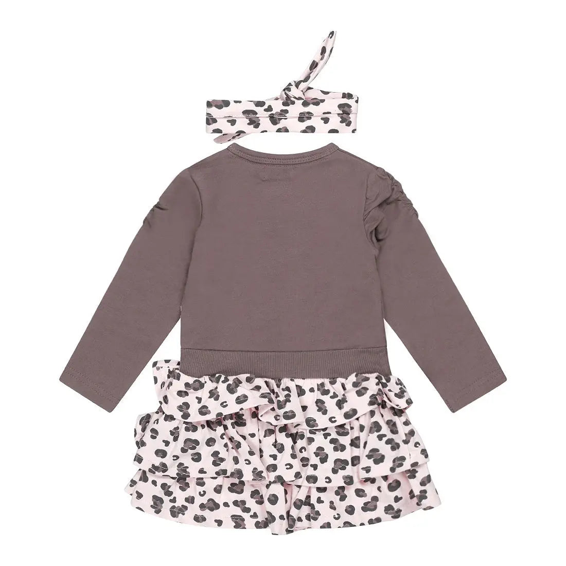 Baby Girls Dress Grey Brown Panter Print | Dirkje - Dirkje