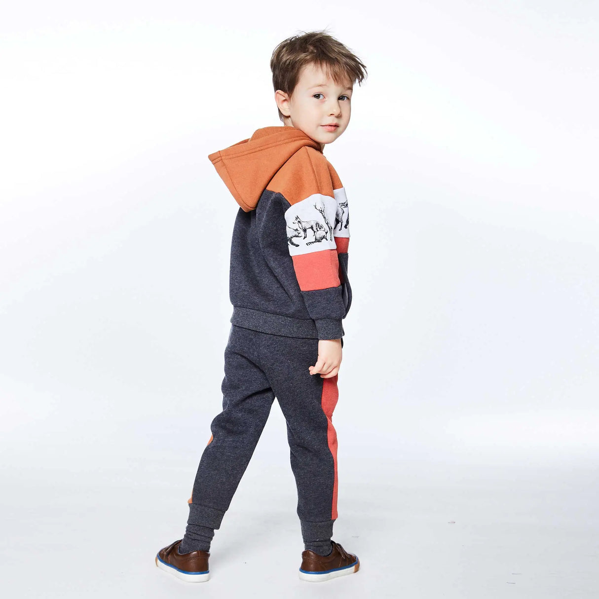 Fleece Pant Dark Grey With Clay Brown | DEUX PAR DEUX - Jenni Kidz