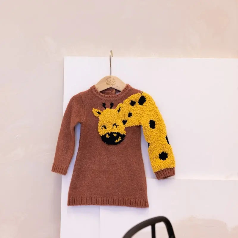 Girls Dress Old Pink Giraffe | Dirkje - Dirkje