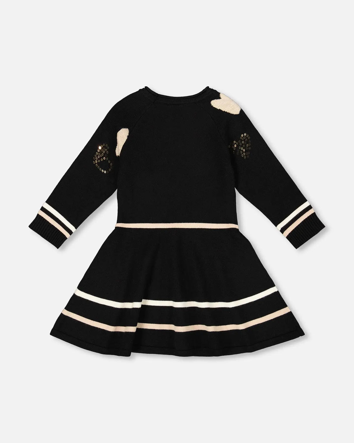 Knit Dress Black With Glittery Heart Motifs | Deux par Deux | Jenni Kidz