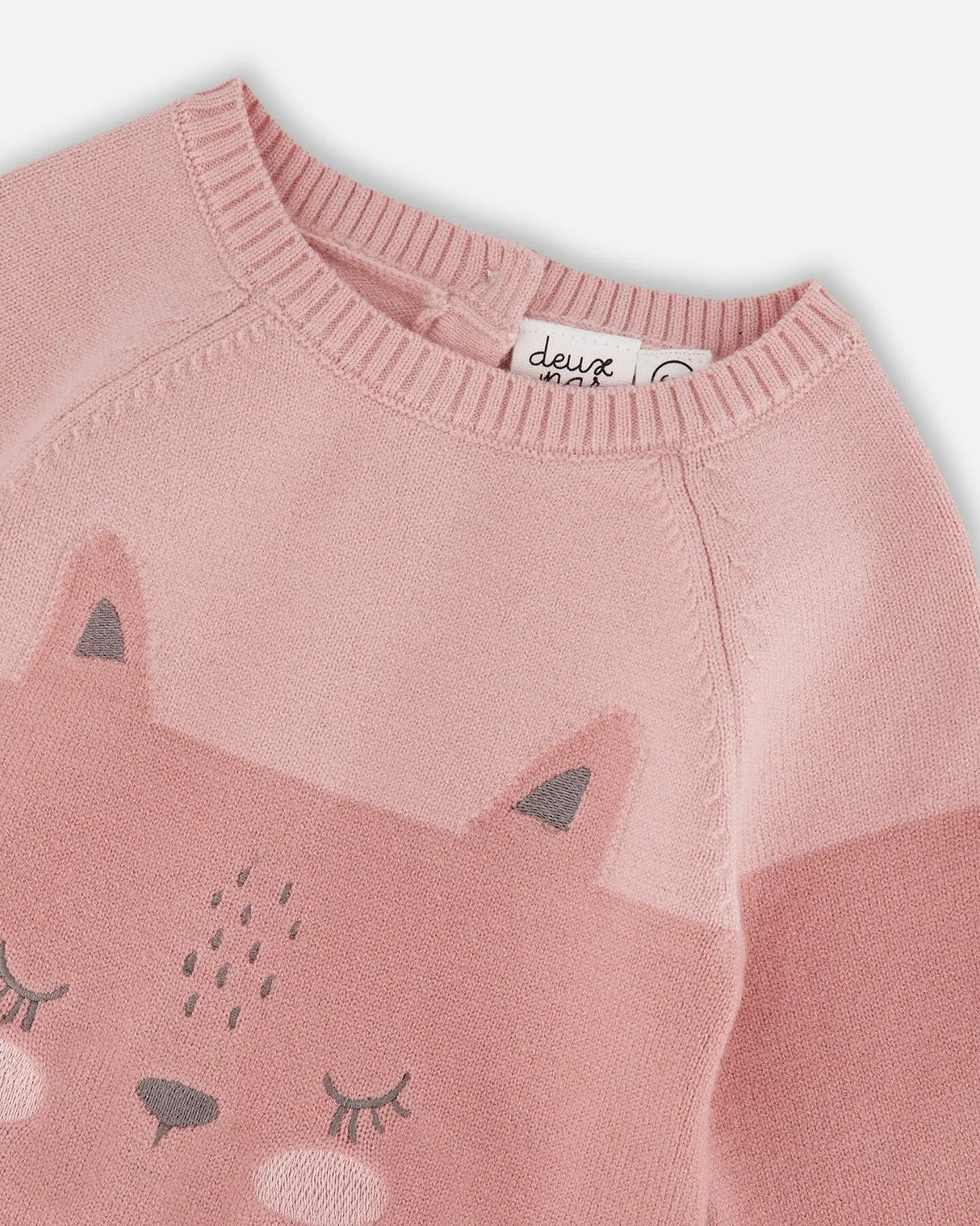 Knitted Bi-Color Cat Romper Old Pink | Deux par Deux | Jenni Kidz