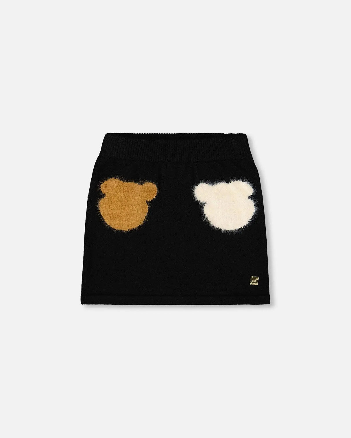 Knitted Skirt Black With Bear Intarsia | Deux par Deux | Jenni Kidz