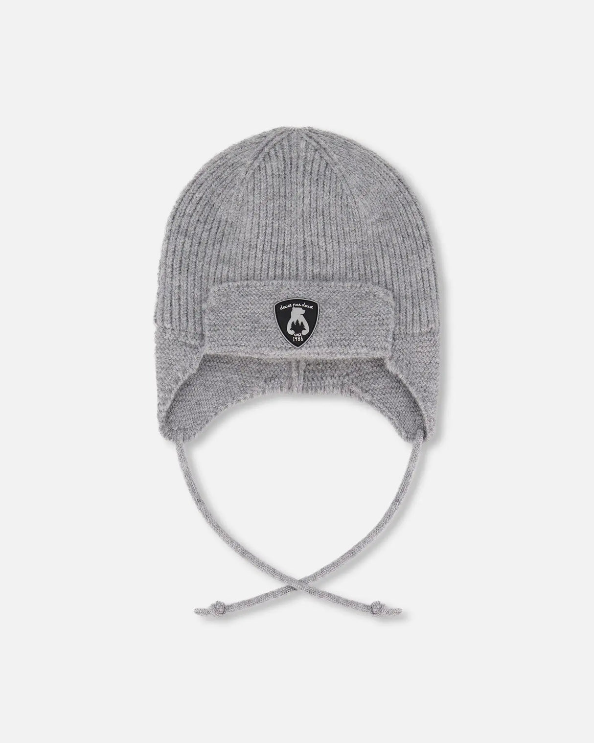 Lined Baby Knit Hat With Ears And Strings Heather Gray | Deux par Deux | Jenni Kidz