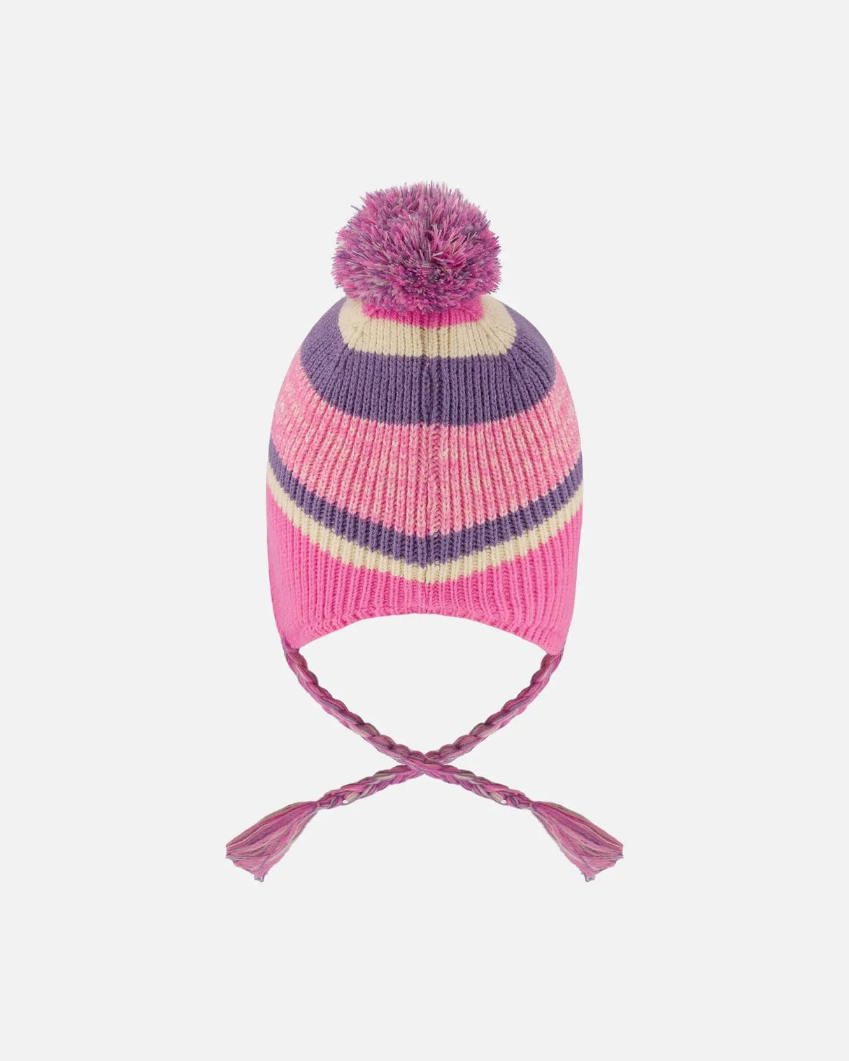 Lined Peruvian Knit Pompom Hat Pink And Purple | Deux par Deux | Jenni Kidz