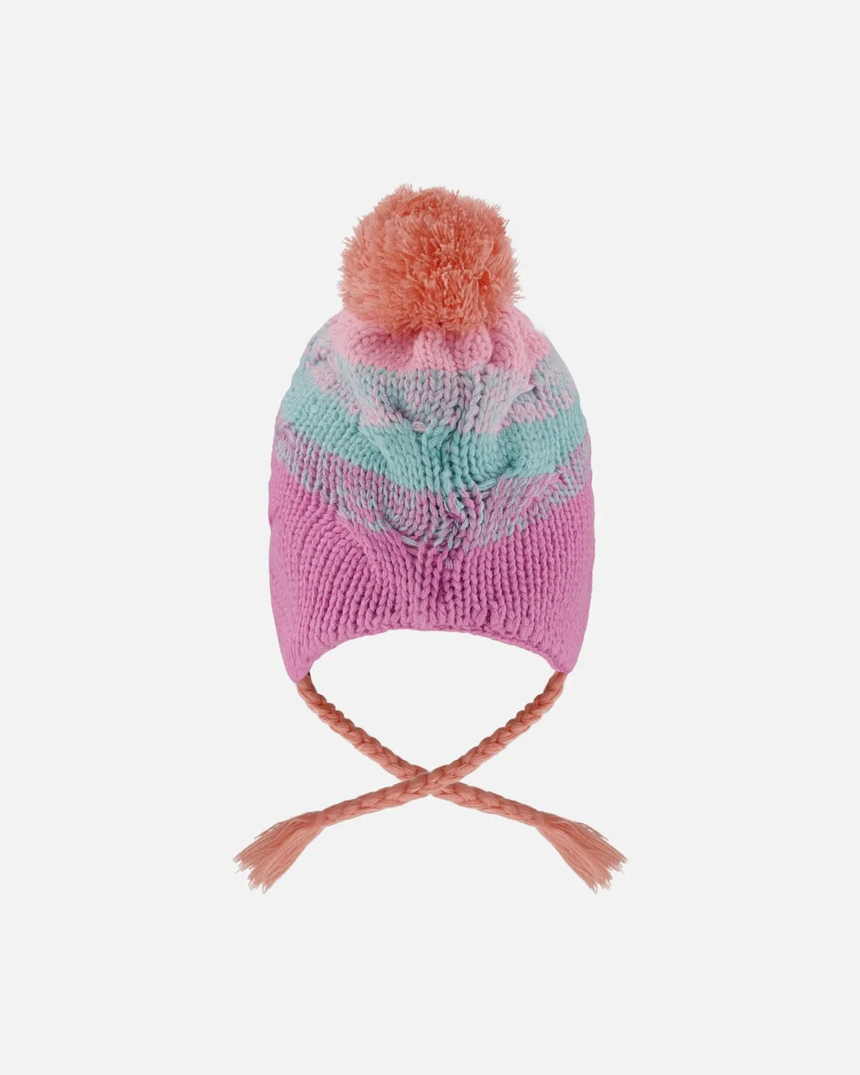 Lined Peruvian Knit Pompom Hat Pink, Orange And Turquoise | Deux par Deux | Jenni Kidz