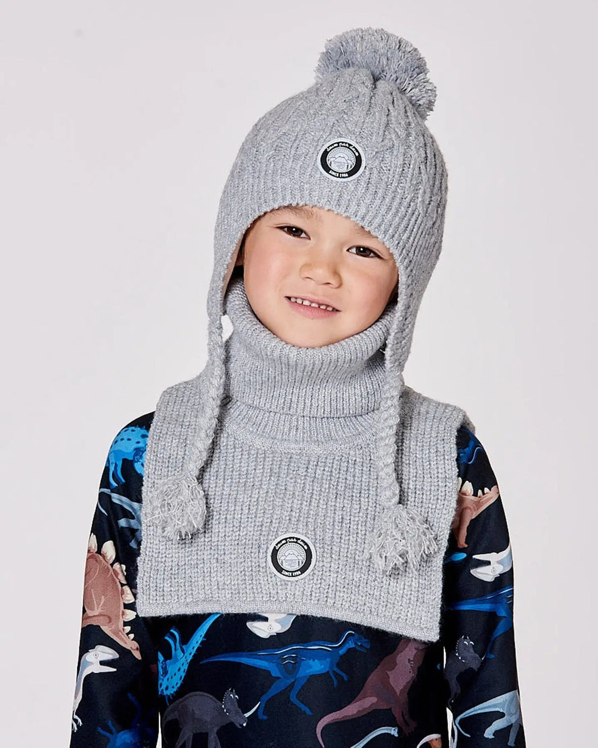 Lined Winter Hat With Pompom Heather Gray | Deux par Deux | Jenni Kidz