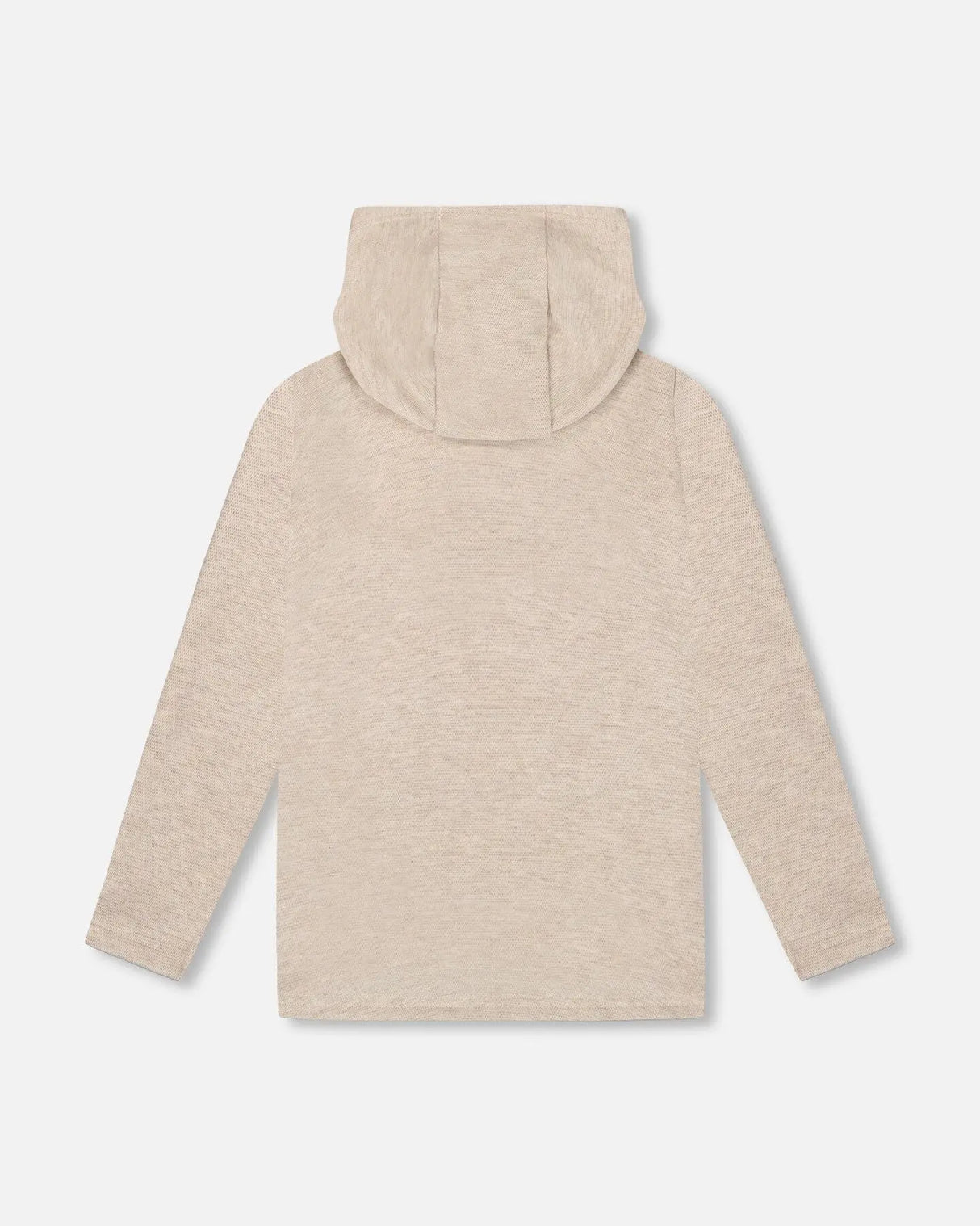 Long Sleeve Super Soft Brushed Jersey Hooded Tee Heather Beige | Deux par Deux | Jenni Kidz
