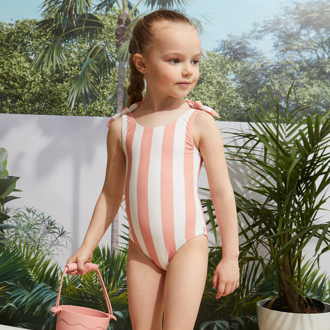 Coral Striped Swimsuit | Petit Lem