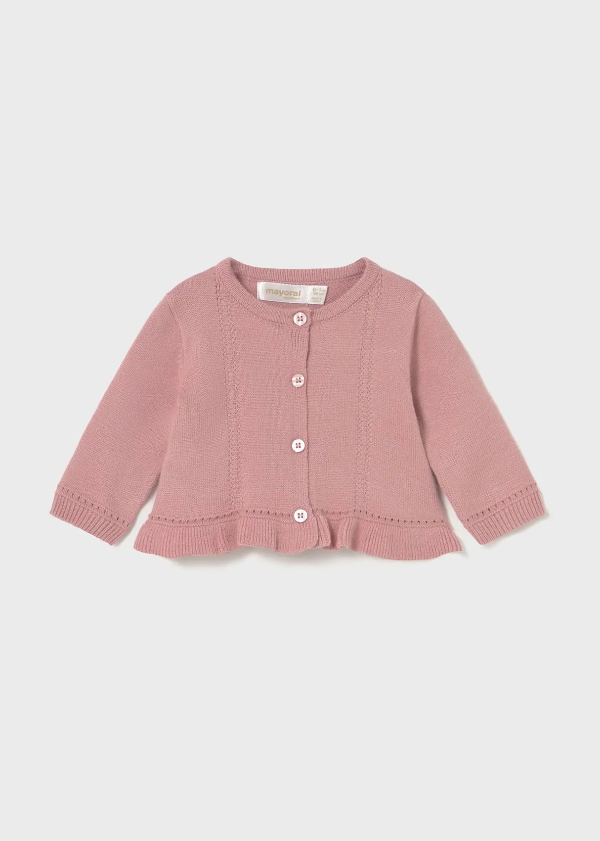 Cardigan detail with buttons and ruffle hem, baby girl outfit