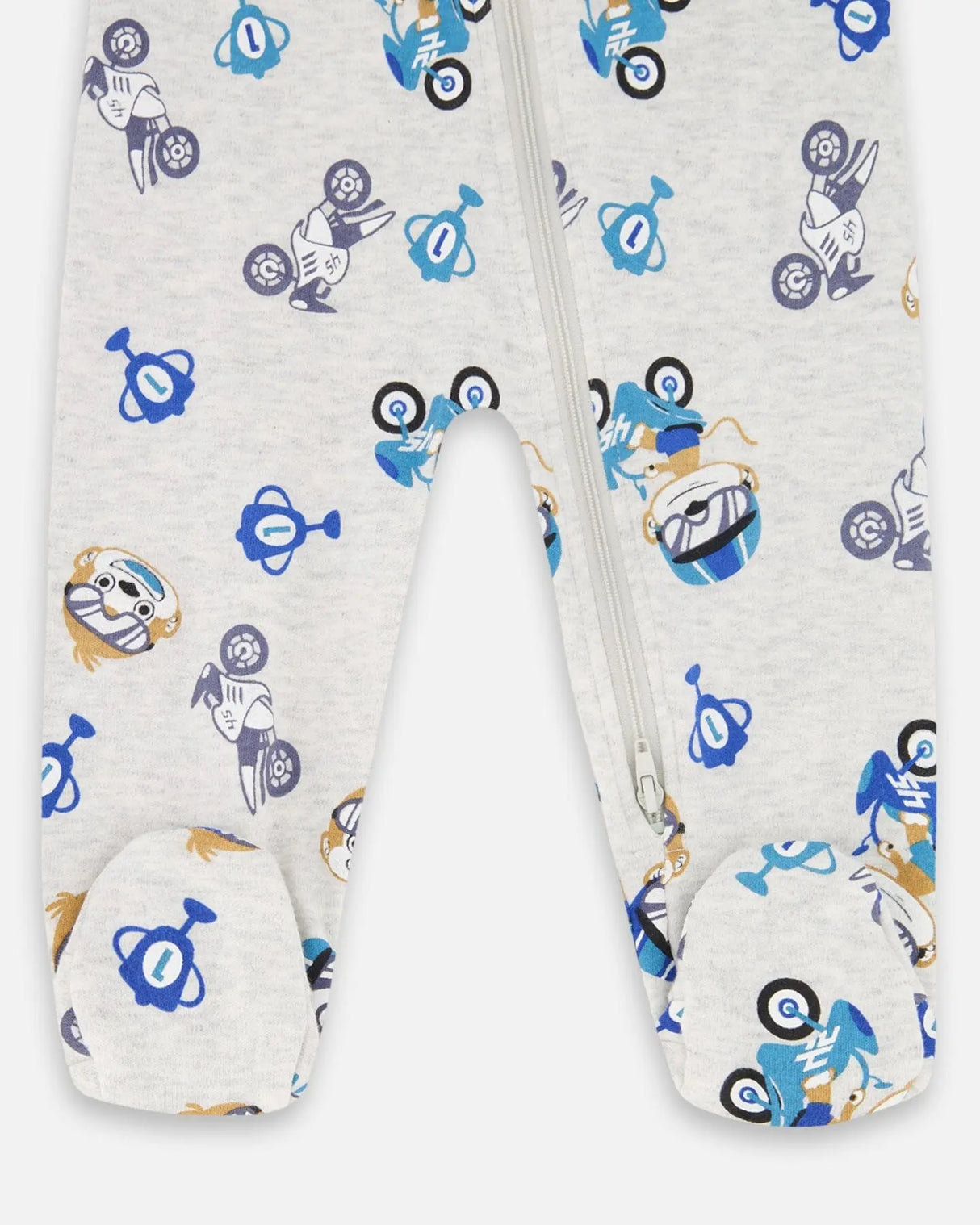 One-Piece Organic Cotton Pajama Beige Monkey Print | Deux par Deux | Jenni Kidz