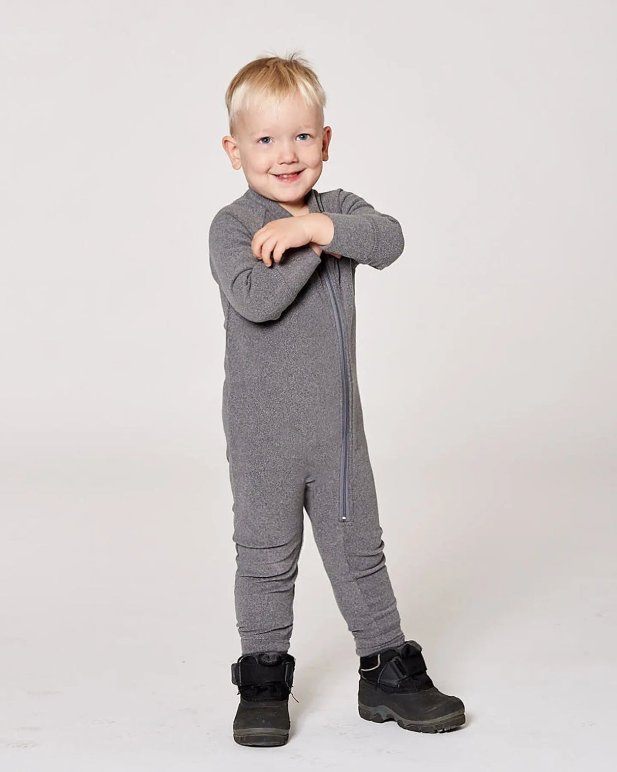 One-Piece Thermal Underwear Dark Heather Gray | Deux par Deux | Jenni Kidz