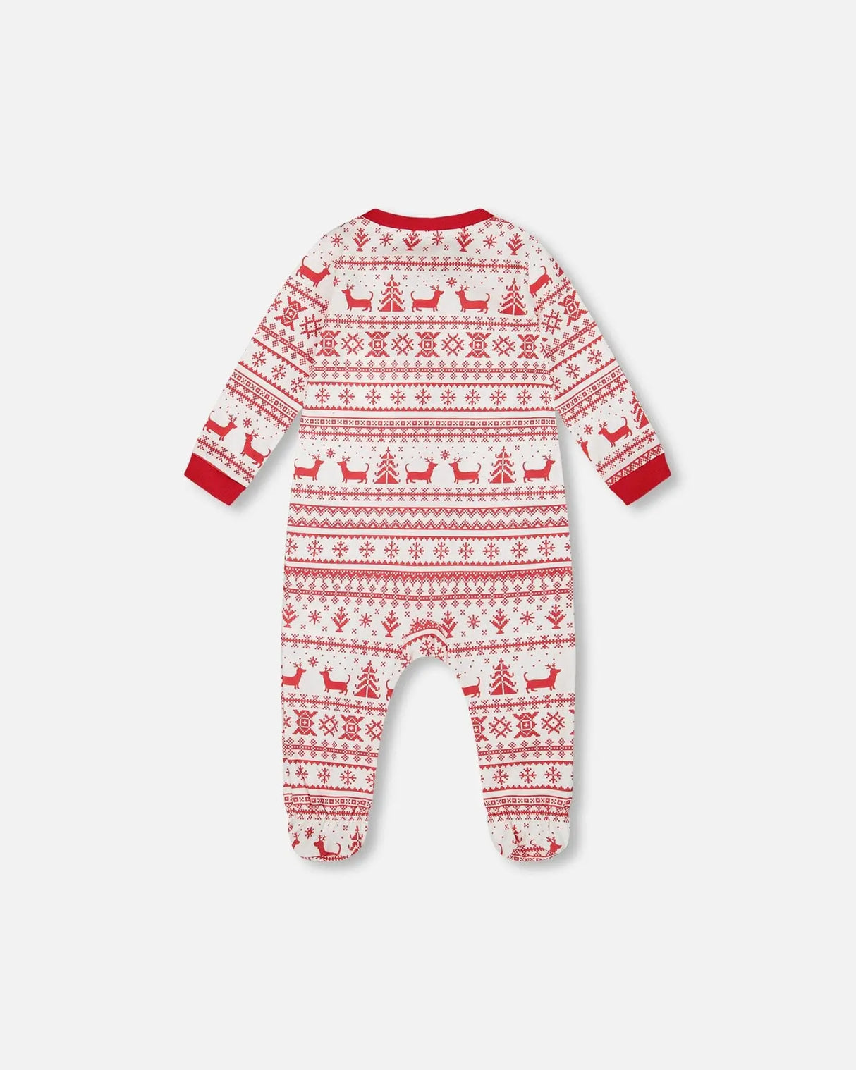 Organic Cotton Baby One-Piece Pajamas Red And White Fairisle | Deux par Deux | Jenni Kidz