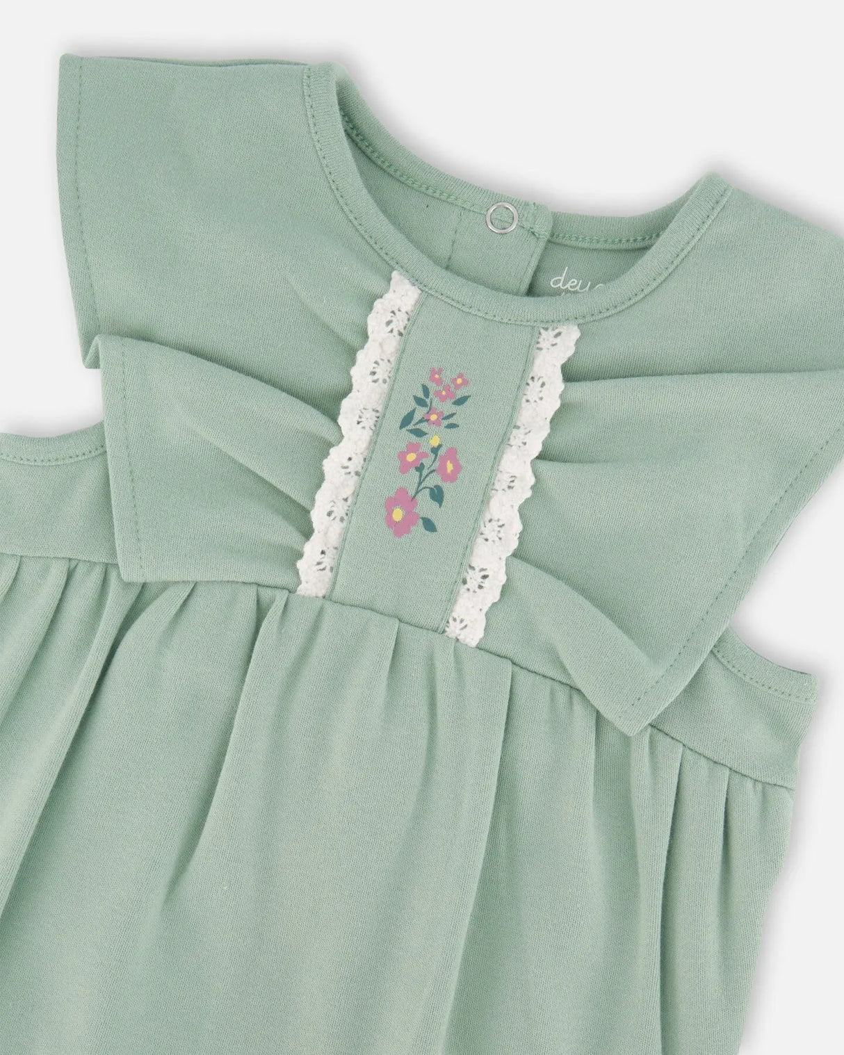 Organic Cotton Bodysuit And Sleeveless Overalls Set Jade Green | Deux par Deux | Jenni Kidz