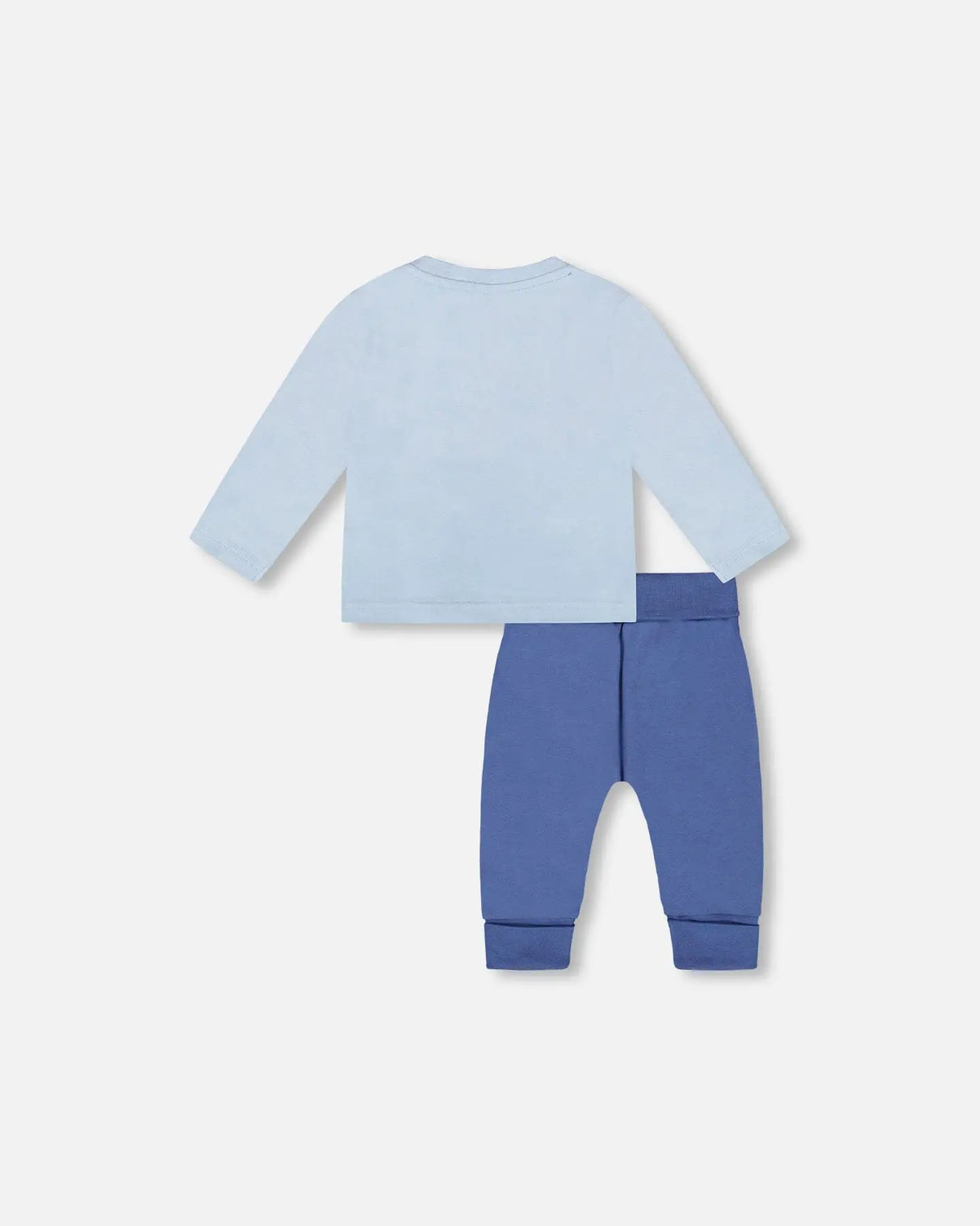 Organic Cotton Jersey Two-Piece Top And Pant Set Blue | Deux par Deux | Jenni Kidz