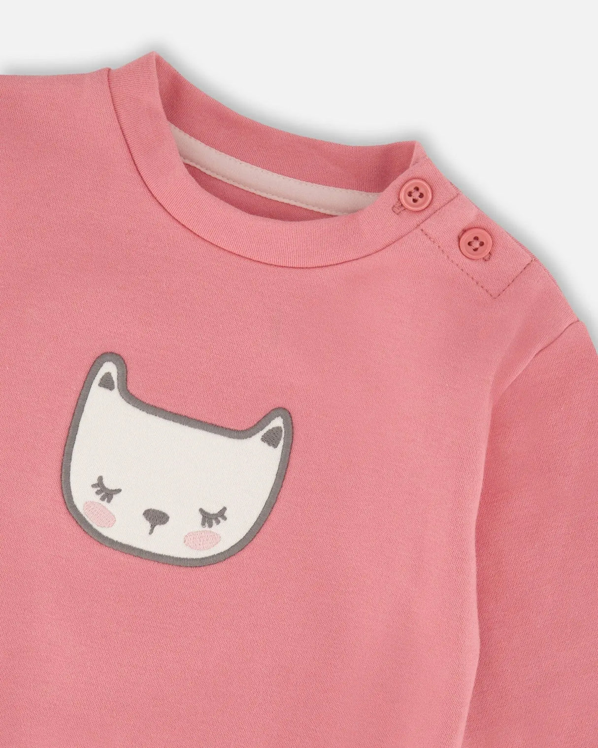 Organic Cotton Pant With Top Set Pink Cat Print | Deux par Deux | Jenni Kidz