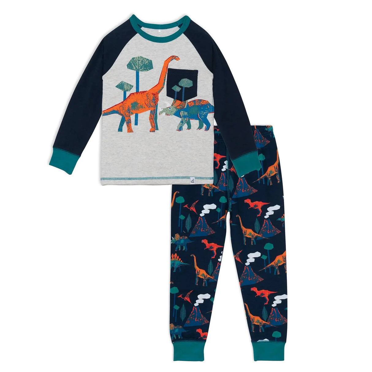 Organic Cotton Two Piece Dinosaur Printed Boys Pajama Set | DEUX PAR DEUX | DEUX PAR DEUX | Jenni Kidz