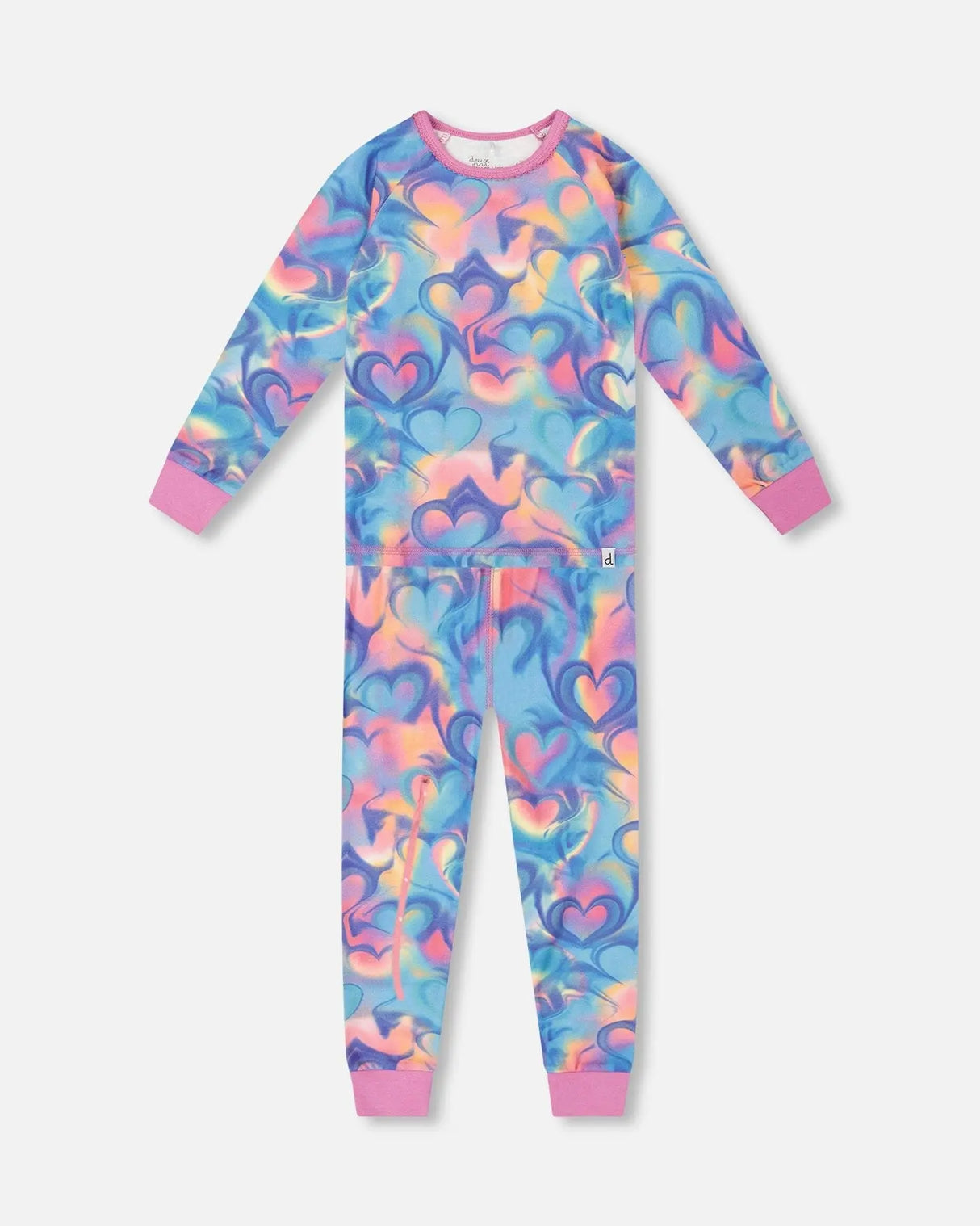 Organic Cotton Two-Piece Pajamas Rainbow Heart Print | Deux par Deux | Jenni Kidz