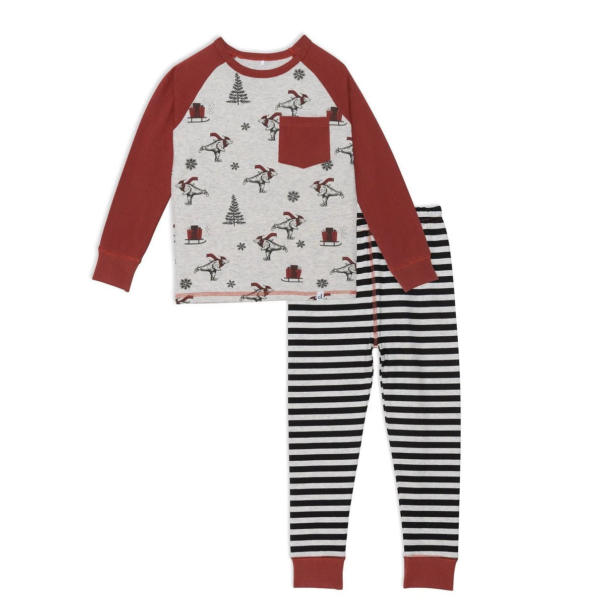 Organic Cotton Two Piece Printed Boys Pajama Set Skating Bears | DEUX PAR DEUX | DEUX PAR DEUX | Jenni Kidz