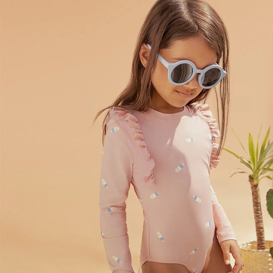 Popsicle Print on Dusty Pink Long-Sleeve One-Piece Baby & Toddler Girls Swimsuit | Petit Lem | Miles The Label | Jenni Kidz