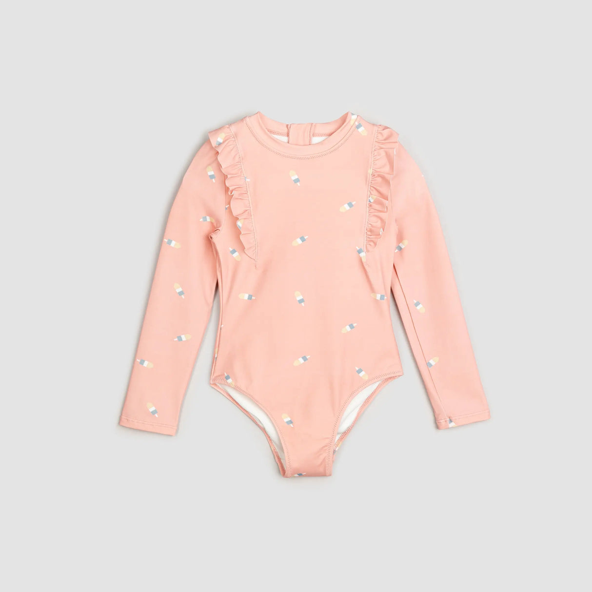 Popsicle Print on Dusty Pink Long-Sleeve One-Piece Baby & Toddler Girls Swimsuit | Petit Lem | Miles The Label | Jenni Kidz