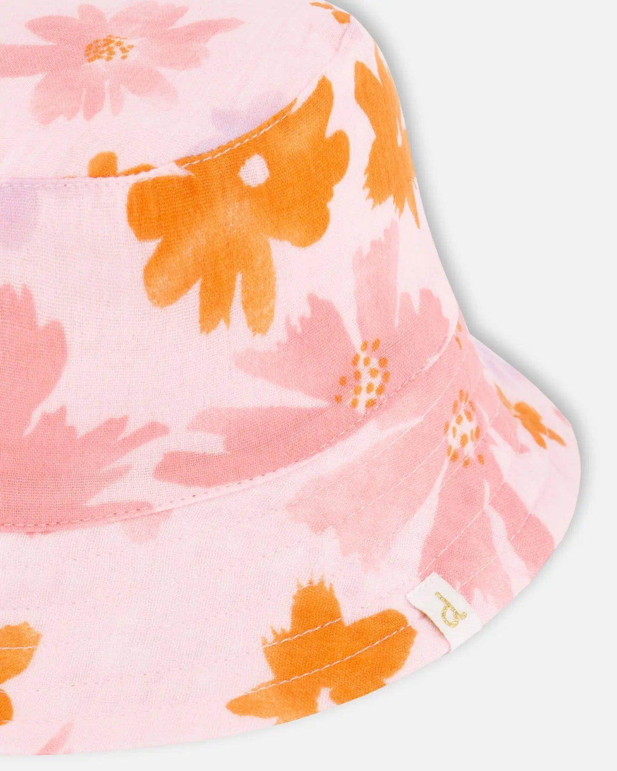 Printed Muslin Bucket Hat Pink And Coral Flowers | Deux par Deux | Jenni Kidz