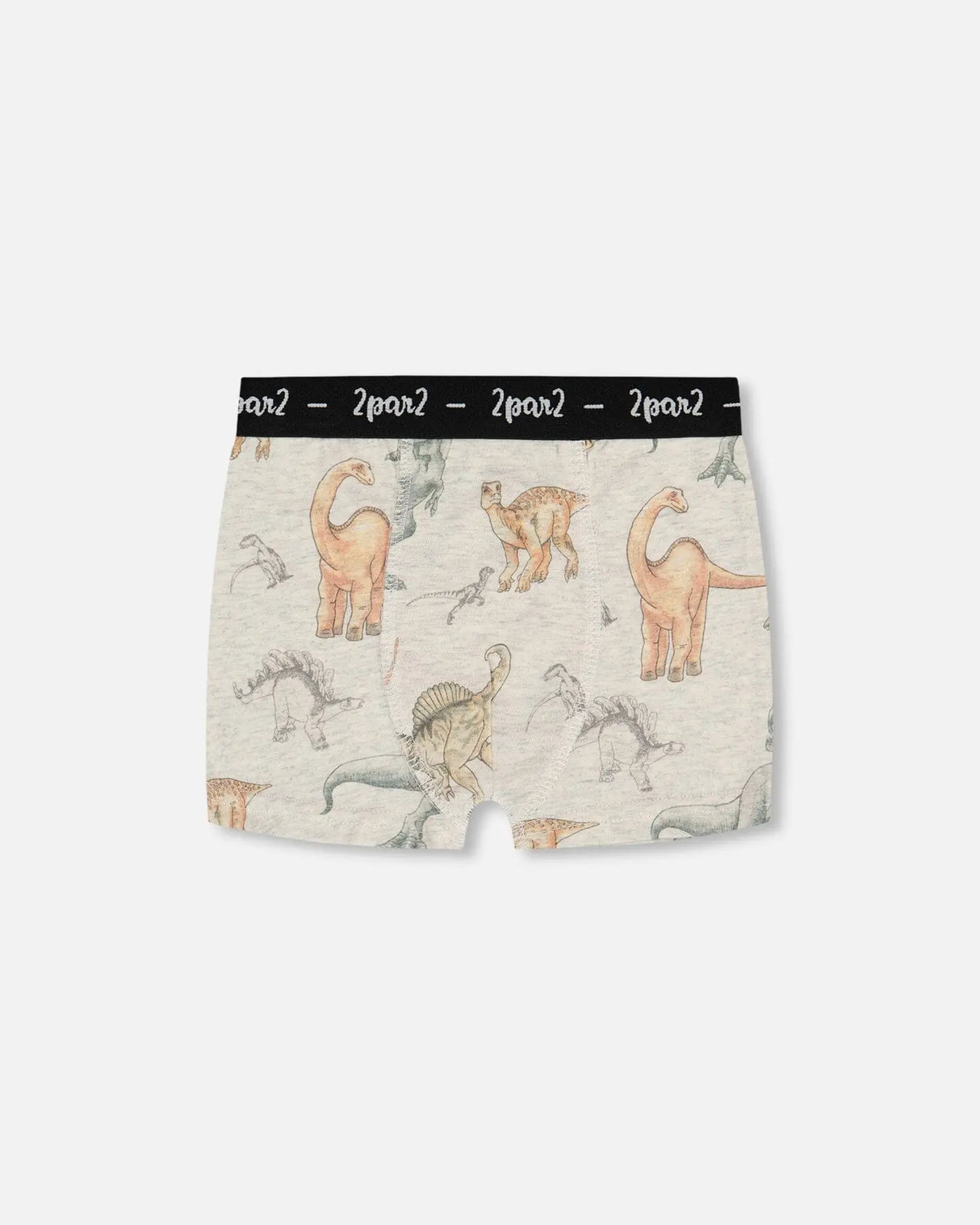 Printed Organic Cotton Boxer Shorts Dinosaur On Mottled And Tan Background | Deux par Deux | Jenni Kidz