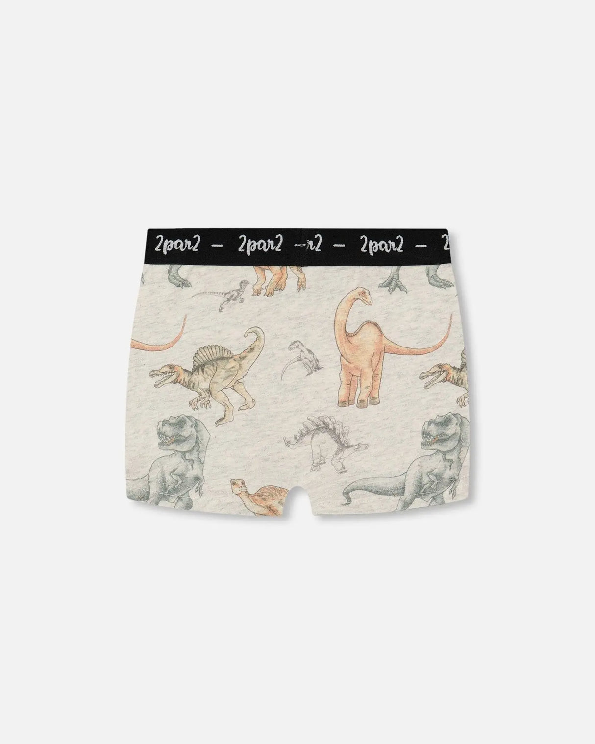 Printed Organic Cotton Boxer Shorts Dinosaur On Mottled And Tan Background | Deux par Deux | Jenni Kidz