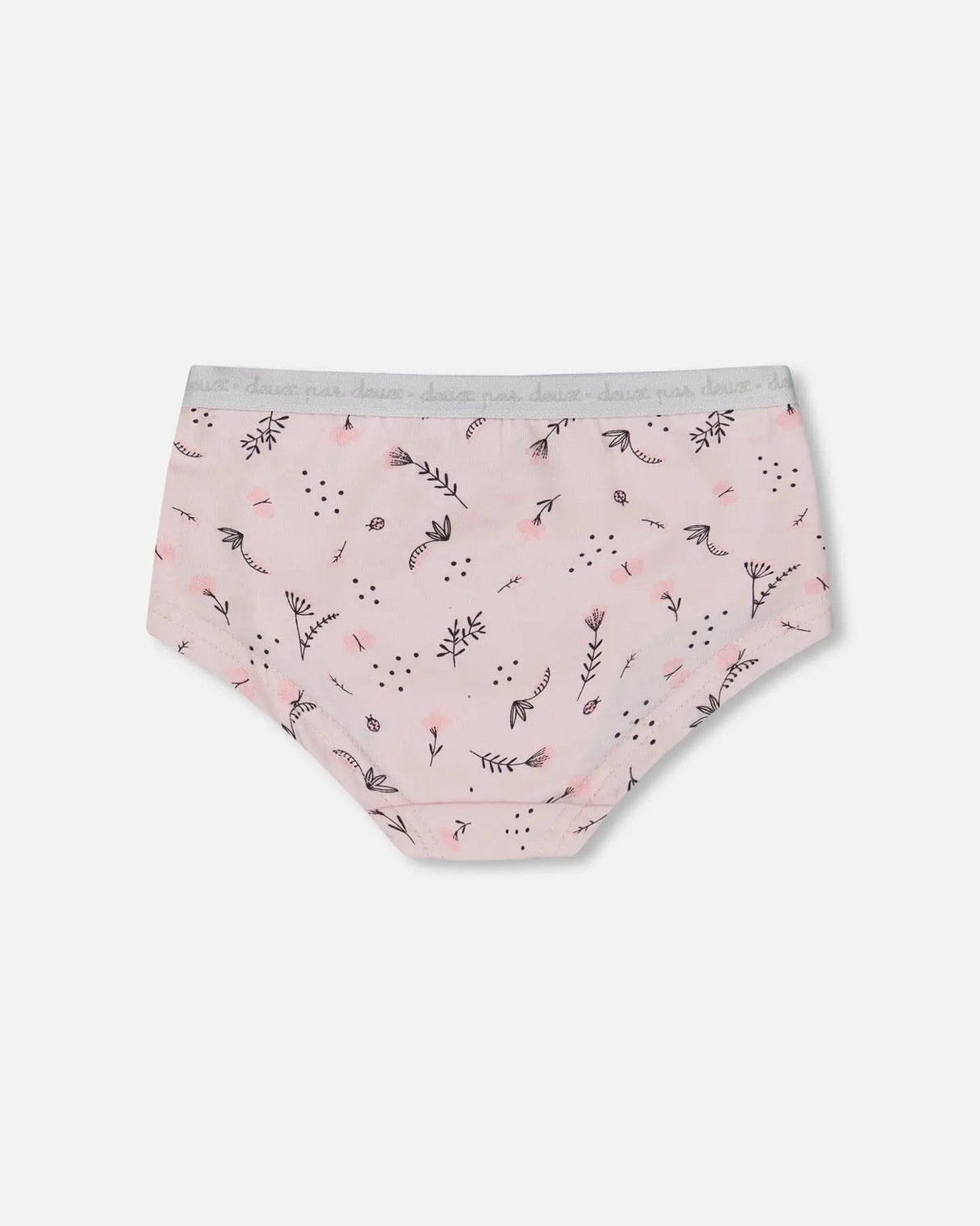 Printed Organic Cotton Boyshort Panty Small Pink Flowers On Pale Pink Background | Deux par Deux | Jenni Kidz