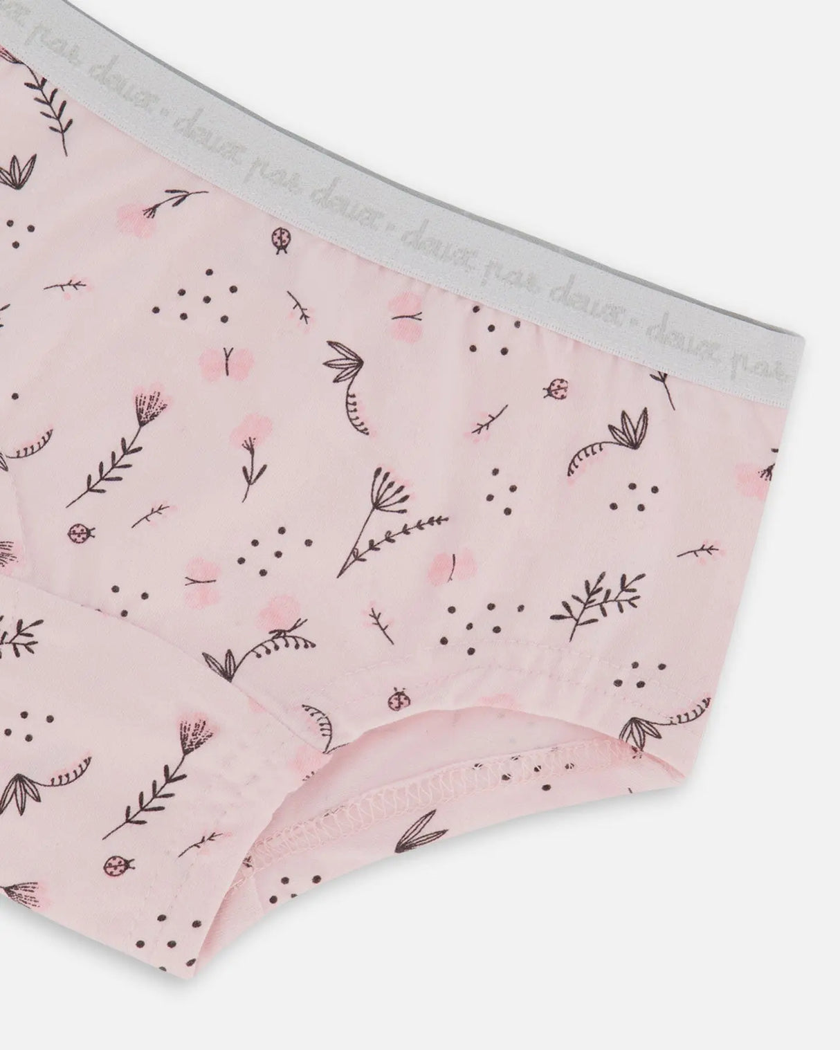 Printed Organic Cotton Boyshort Panty Small Pink Flowers On Pale Pink Background | Deux par Deux | Jenni Kidz