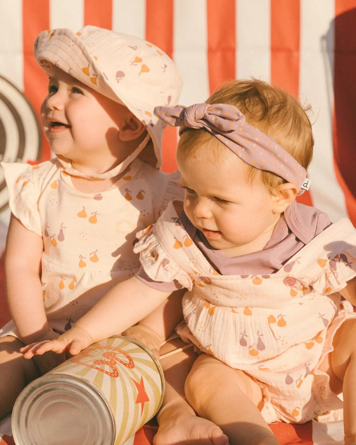 Printed Organic Cotton Dress And Bloomer Set Peach With Pears | Deux par Deux | Jenni Kidz