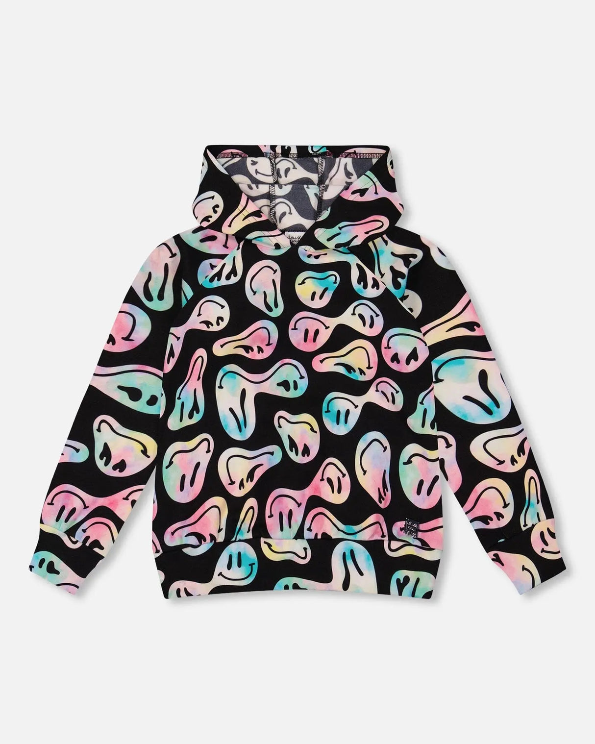 Pullover Fleece Hoodie Smiley Face Girl | Deux par Deux | Jenni Kidz