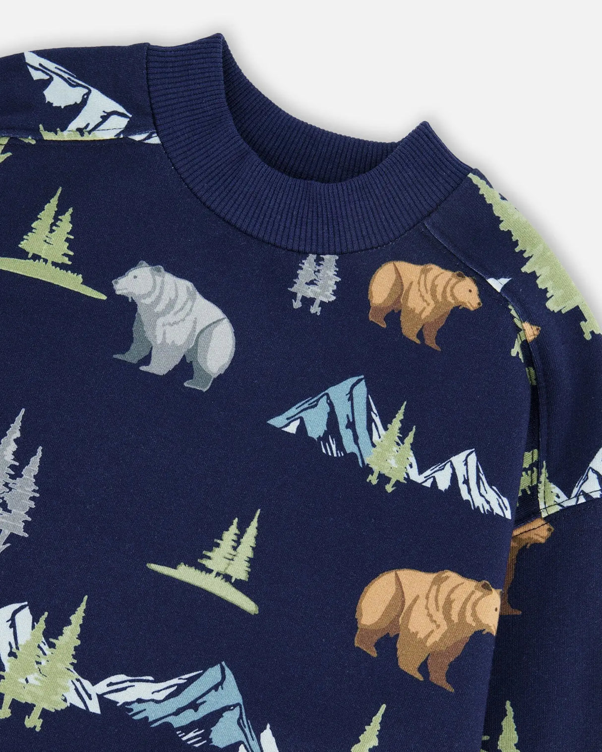 Pullover Fleece Sweatshirt Navy Animal Print | Deux par Deux | Jenni Kidz