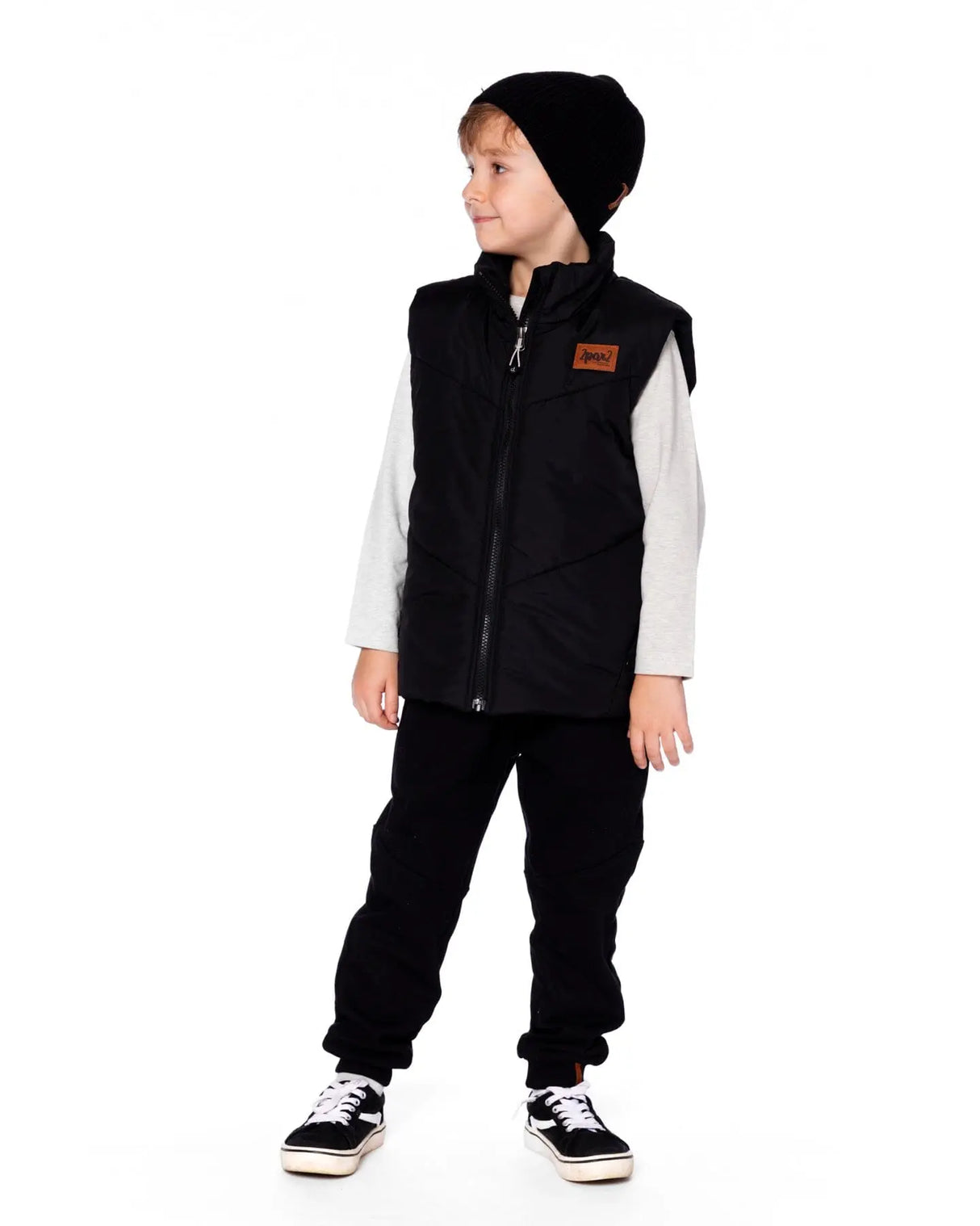 Quilted Mid-Season Sleeveless Vest Black | Deux par Deux | Jenni Kidz