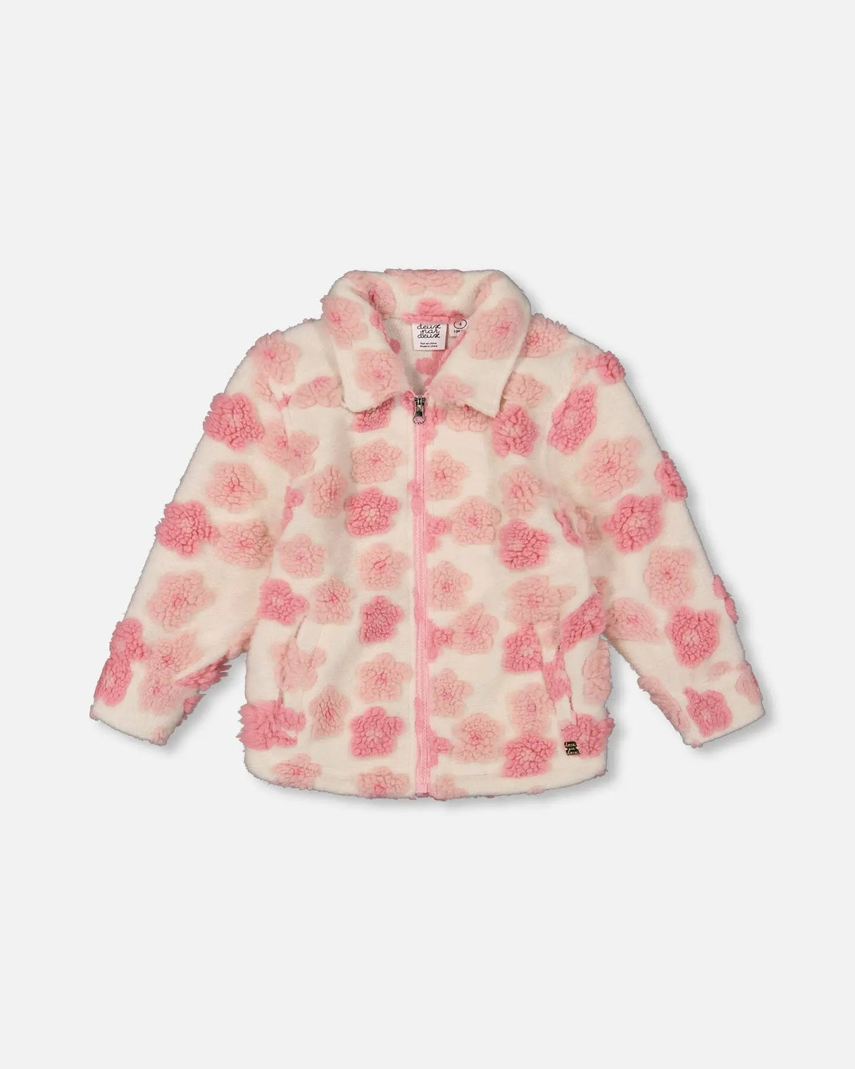 Sherpa Overshirt Off-White And Pink | Deux par Deux | Jenni Kidz