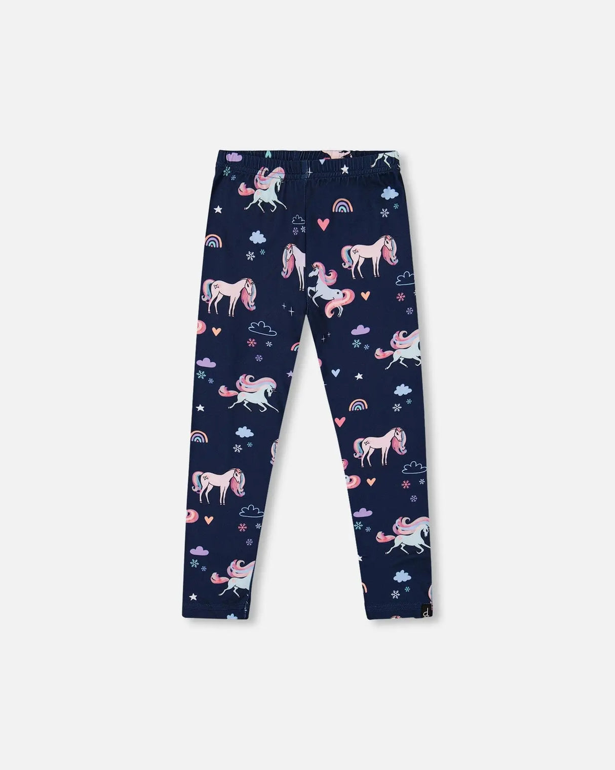 Stretch Jersey Leggings Navy Unicorn Print | Deux par Deux | Jenni Kidz