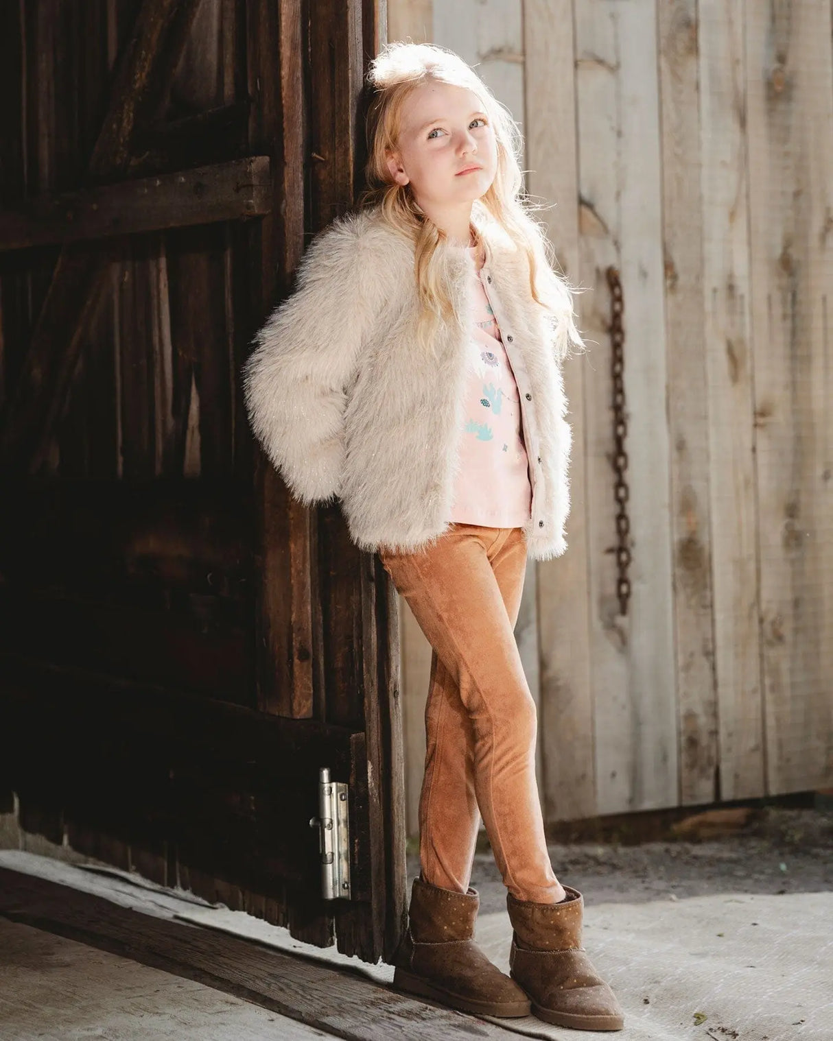 Stretch Suede Treggings Light Pecan Brown | Deux par Deux | Jenni Kidz