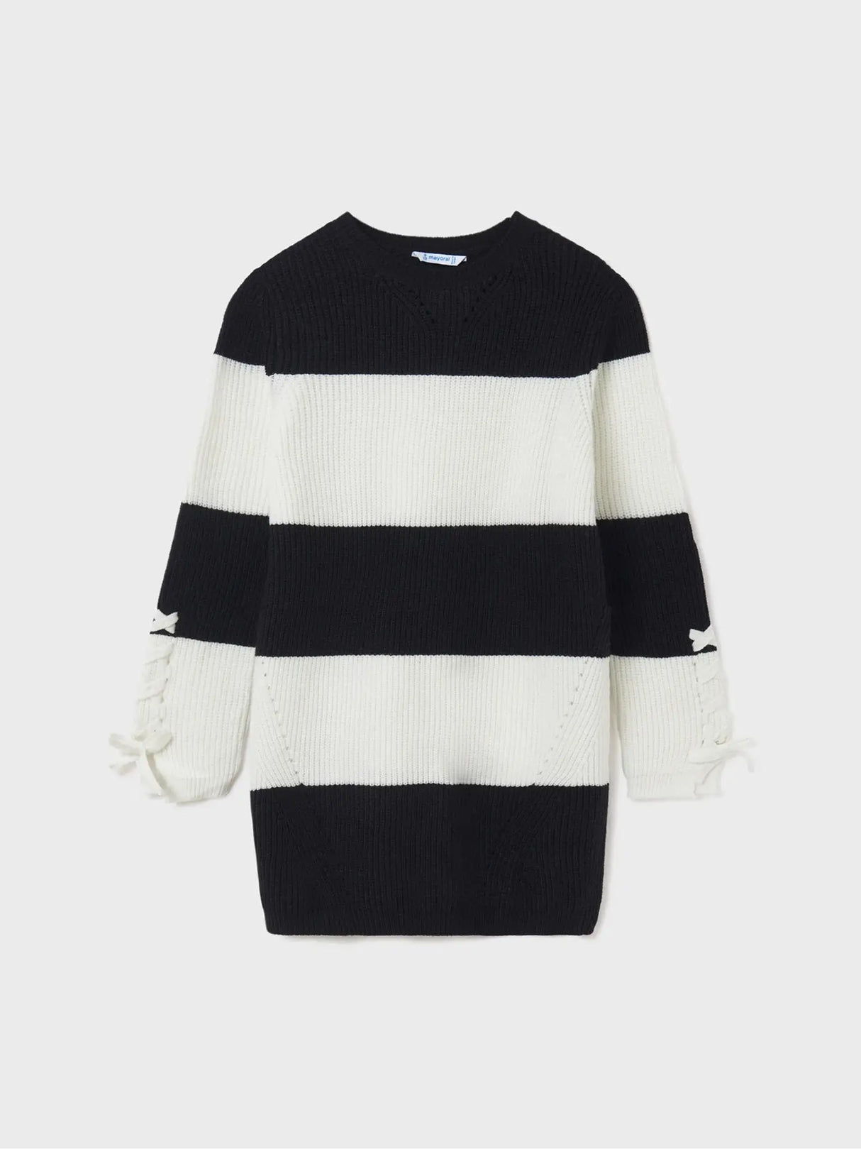 Striped Knit Girls Dress Black & White | Mayoral | Mayoral | Jenni Kidz