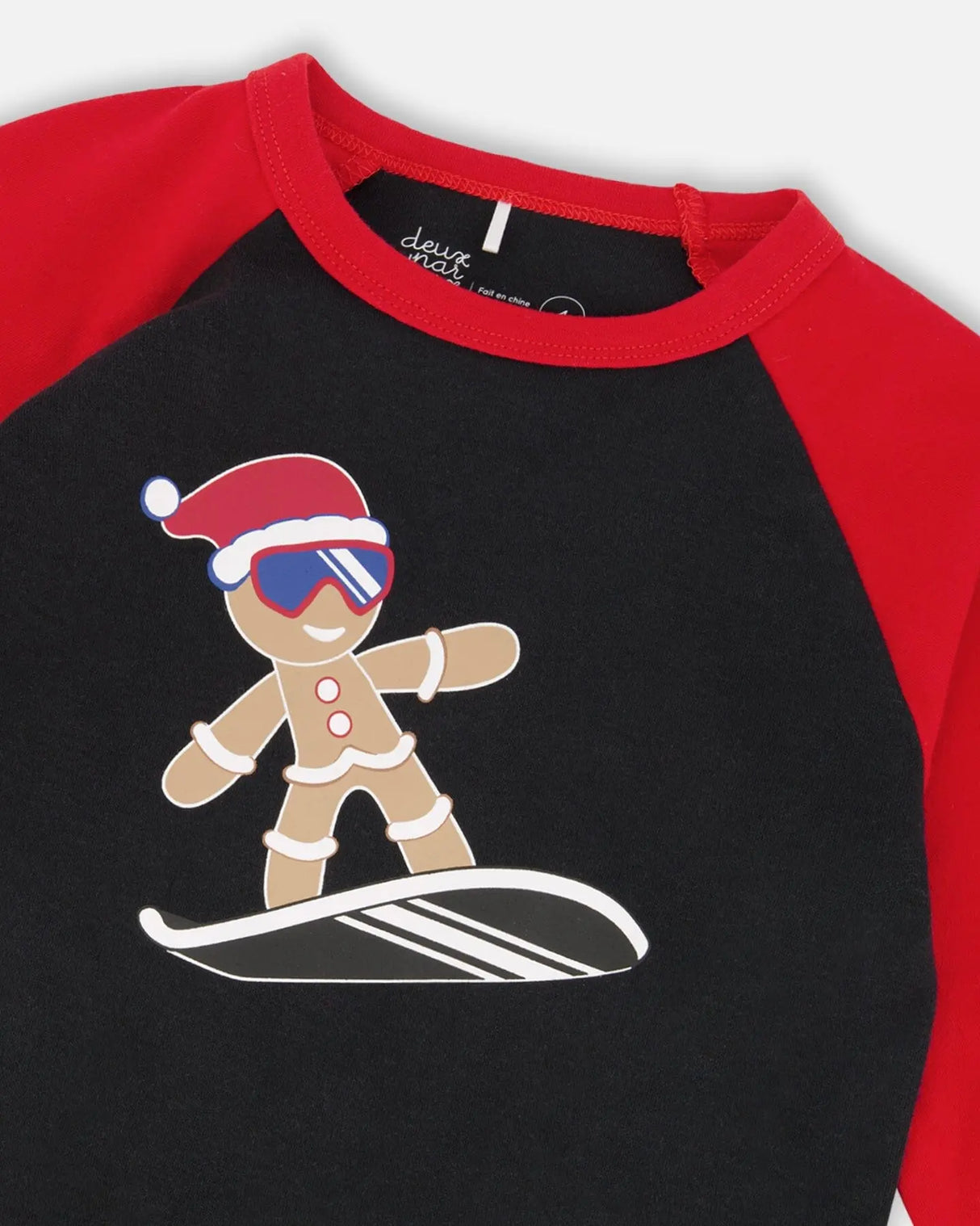 Two-Piece Organic Cotton Pajama Set Black Cookie Print | Deux par Deux | Jenni Kidz