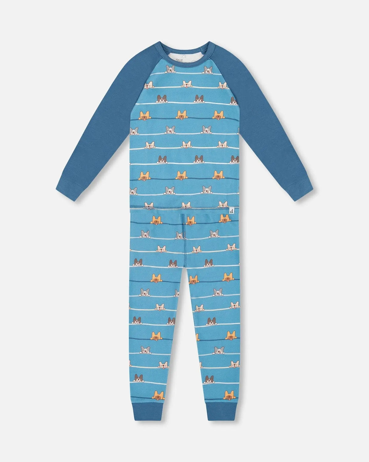 Two-Piece Organic Cotton Pajama Set Blue Dog Print | Deux par Deux | Jenni Kidz